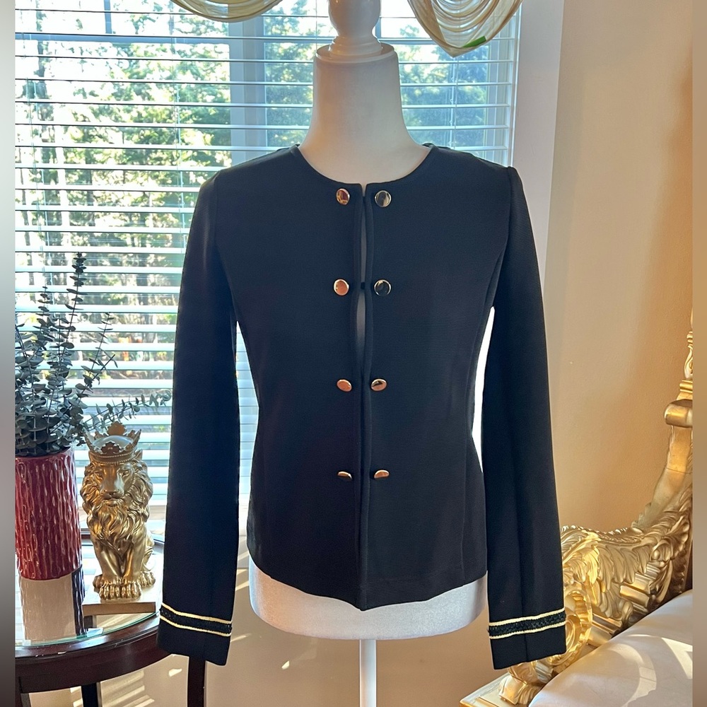 Libby Edelman Black Blazer with Gold Buttons